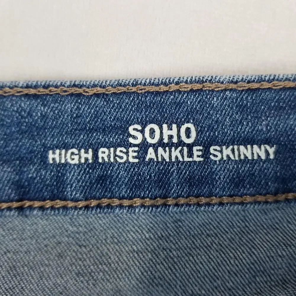 Nicole Miller Jeans Womens 10 Blue Soho High Rise Ankle Skinny Distressed Denim